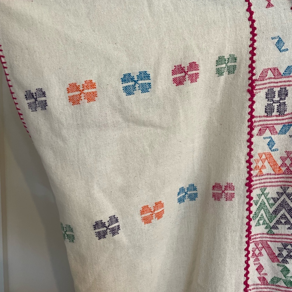 Handmade Xuipil arte Huaxyacac tunic mumu swim coverup manta cloth embroidered - Picture 7 of 9